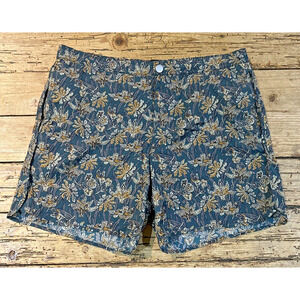 Theory Men’s Size L Floral Print Swim Trunks With Built In Liner NWOT